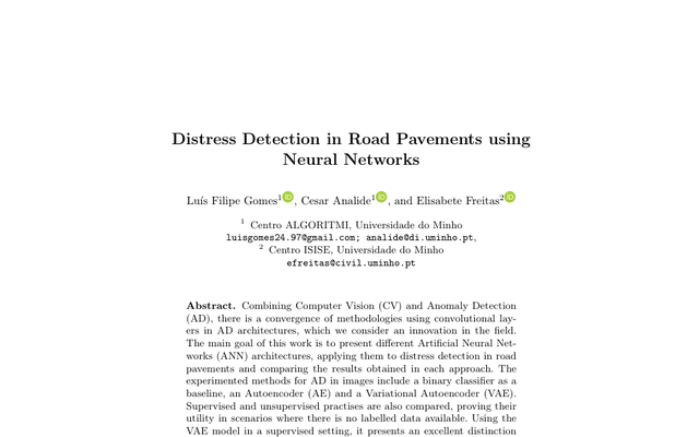 Distress Detection in Road Pavements Using Neural Networks
