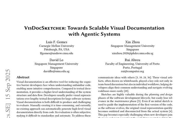 VisDocSketcher: Towards Scalable Visual Documentation with Agentic Systems