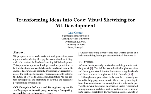Transforming Ideas into Code: Visual Sketching for ML Development